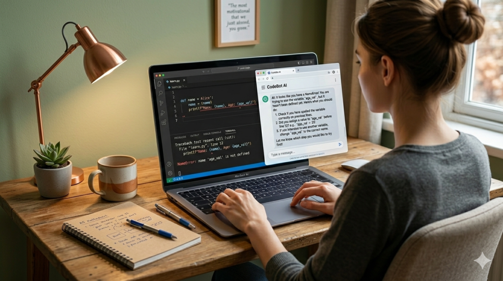 Beginner using AI chatbot to debug Python code step by step