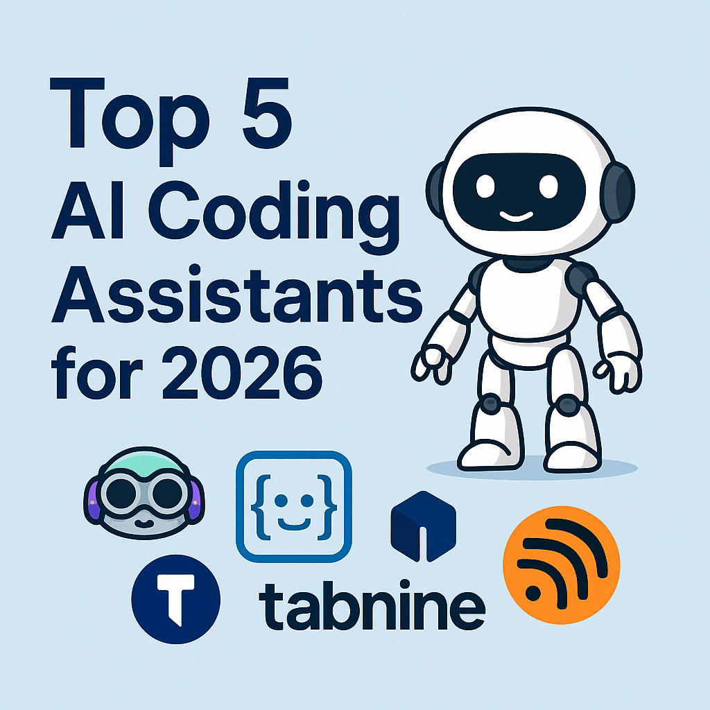 Thumbnail showing AI robot and logos of top coding assistants for 2026
