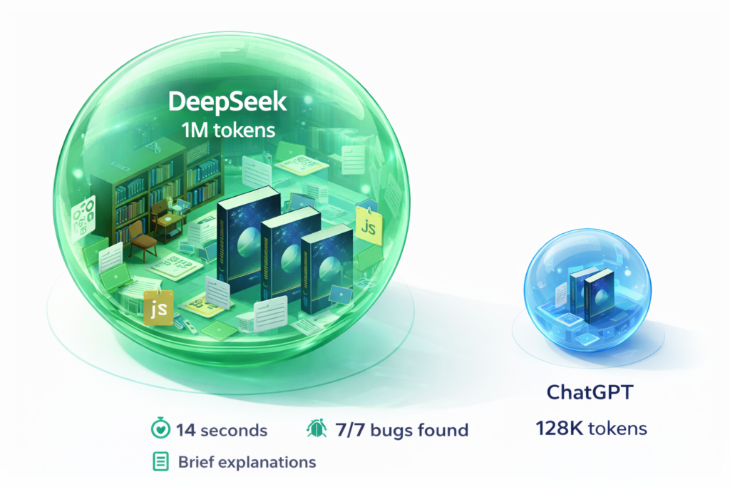 DeepSeek 1M token context window vs ChatGPT comparison