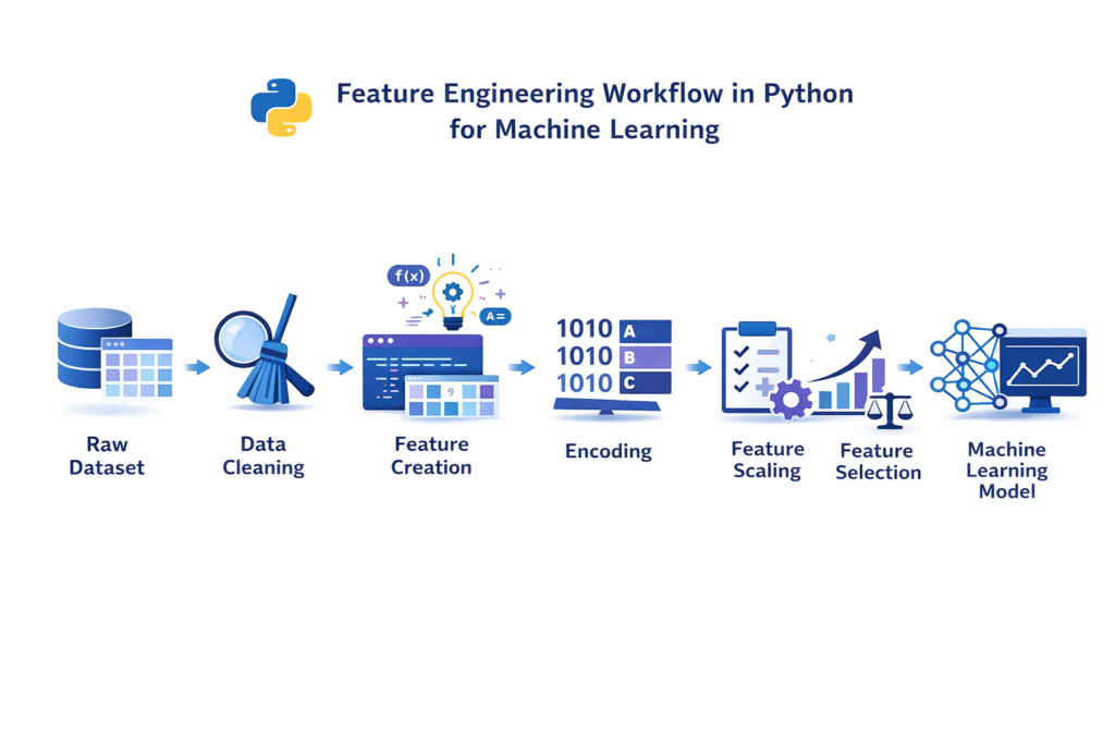 Feature engineering workflow in Python for machine learning pipeline